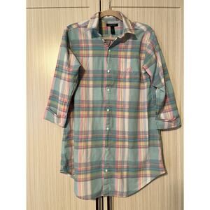 Ralph Lauren Women’s Preppy Plaid Shirt Dress With 3/4 Sleeves, US Size Small